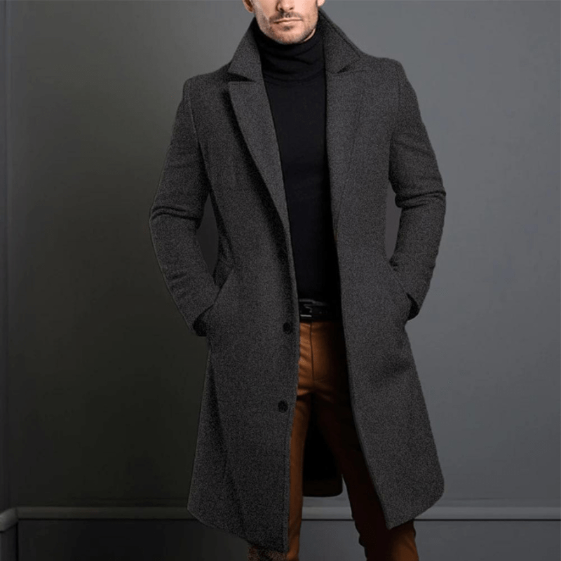 Manteau long homme – Manteau élégant en laine pour hiver et mi-saison