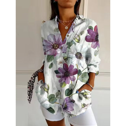 Blouse à fleurs femme – Chemisier élégant avec boutons pour toutes occasions