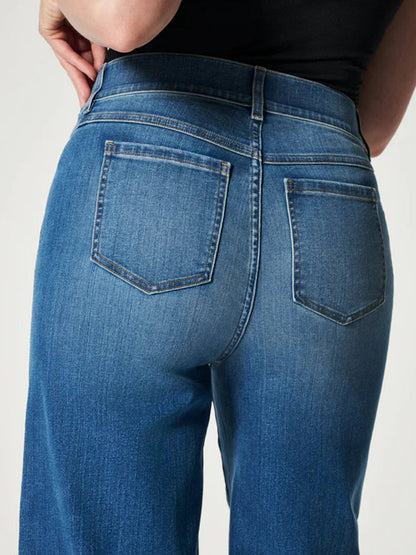 Jeans femme pull-on – Pantalon à jambes larges confortable et tendance