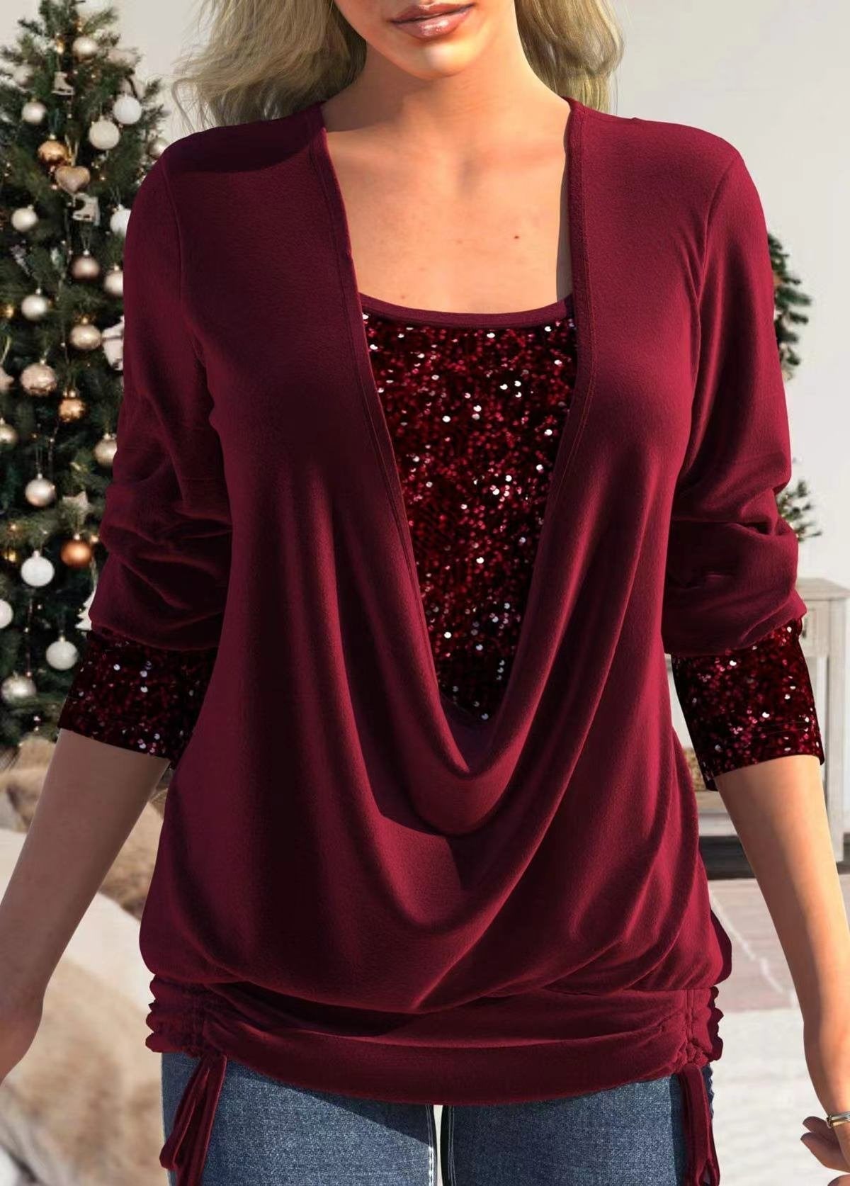 Blouse à paillettes femme – Top élégant à manches courtes pour soirée chic