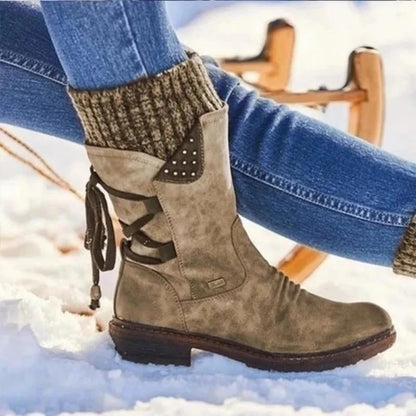 Bottes d'hiver femme – Bottes confortables en cuir imperméable et chaudes