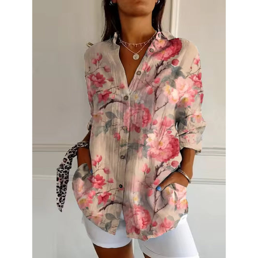 Blouse à fleurs femme – Chemisier élégant avec boutons pour toutes occasions