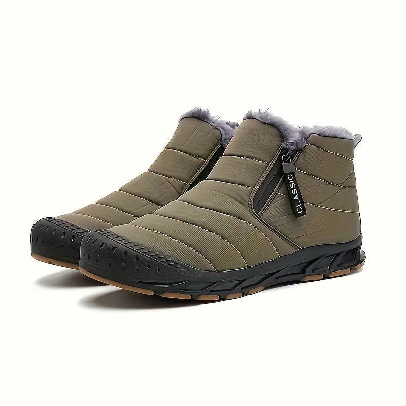 Bottes d'hiver homme – Bottes chaudes imperméables en cuir pour neige