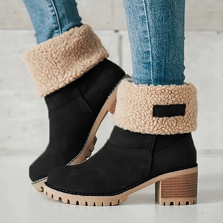 Bottes élégantes femme – Bottes en cuir chic à talons pour occasions spéciales