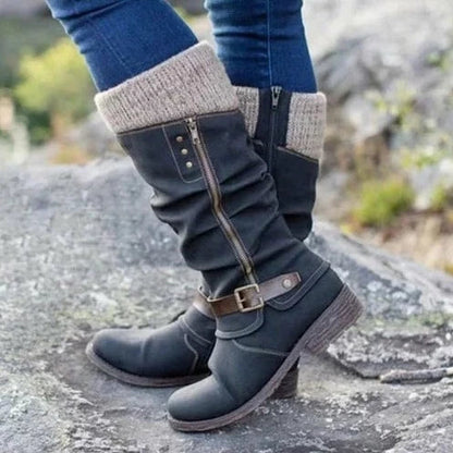 Bottes d'hiver femme – Bottes chaudes en cuir imperméable et confortables