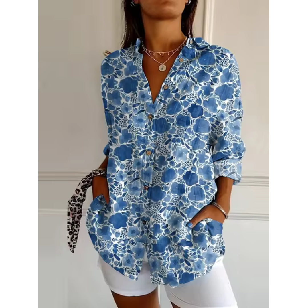 Blouse à fleurs femme – Chemisier élégant avec boutons pour toutes occasions