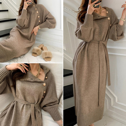 Robe d'hiver élégante femme – Robe chic en laine, coupe fluide et confortable