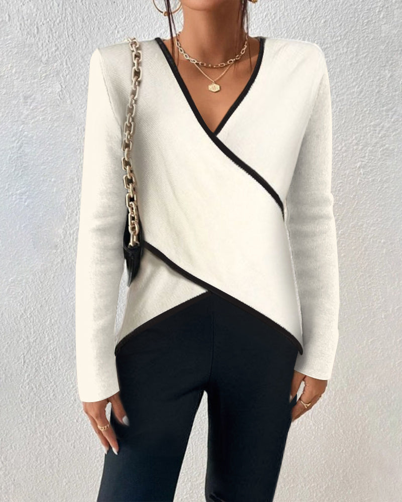 Pull élégant femme – Pull col en V chic en maille douce pour toutes occasions