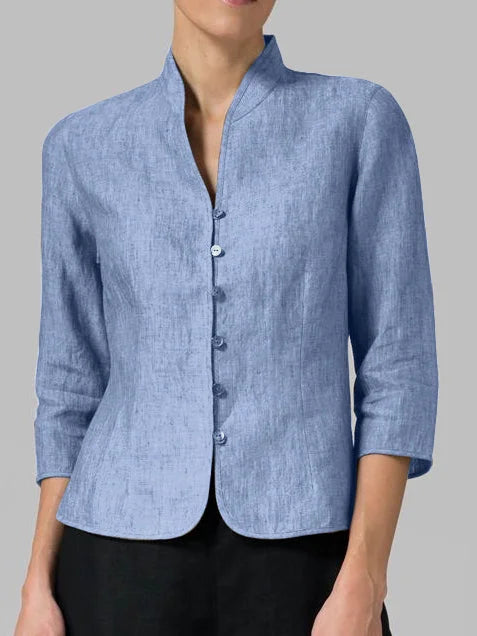 Blouse élégante femme – Chemisier chic en satin avec manches longues et col V