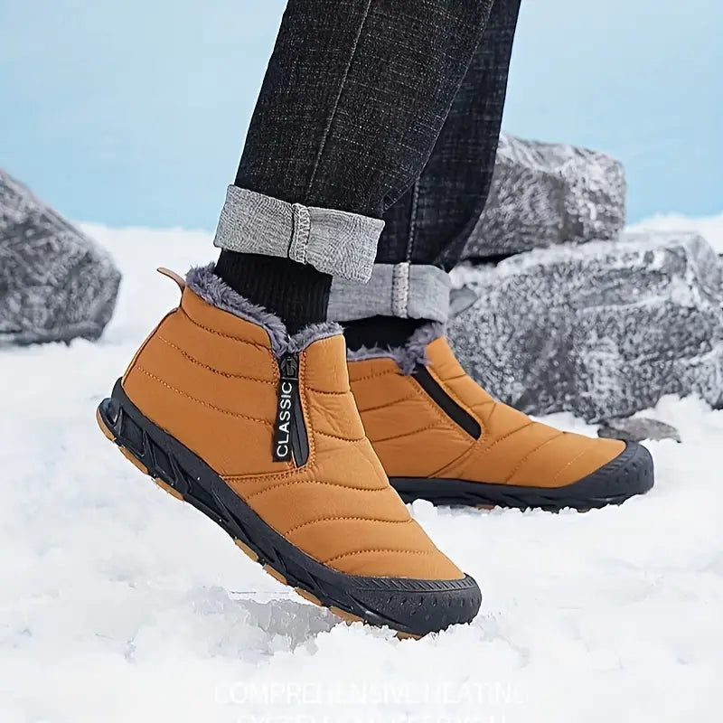 Bottes d'hiver homme – Bottes chaudes imperméables en cuir pour neige