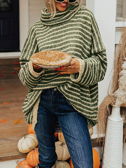 Pull rayé femme – Pull en laine doux à manches longues pour un look décontracté