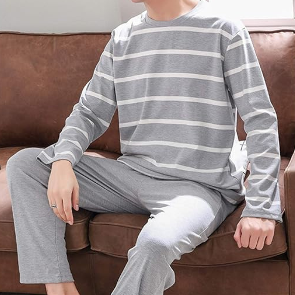 Pyjama homme – Ensemble confortable en coton doux pour nuits relaxantes