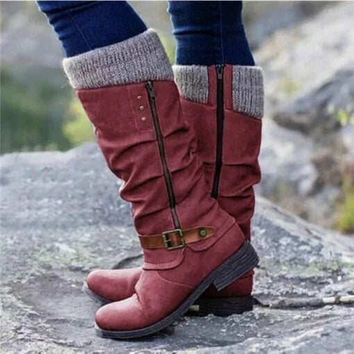 Bottes d'hiver femme – Bottes chaudes en cuir imperméable et confortables