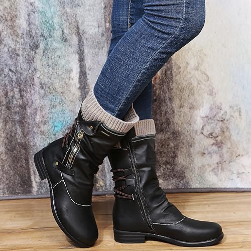 Bottes d'hiver femme – Bottes chaudes en cuir imperméable et confortables