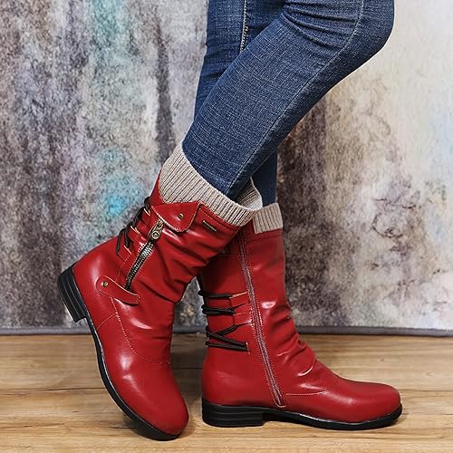 Bottes d'hiver femme – Bottes chaudes en cuir imperméable et confortables