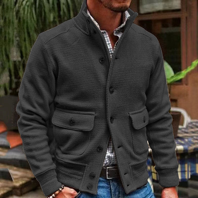 Veste col montant homme – Veste élégante en tissu doux pour hiver et soirée