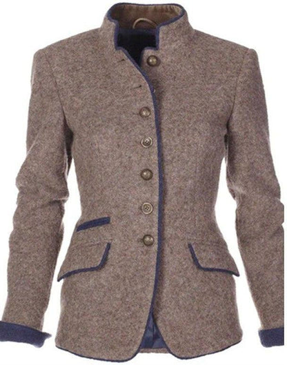 Blazer femme à col haut – Veste élégante en tissu doux pour occasions formelles