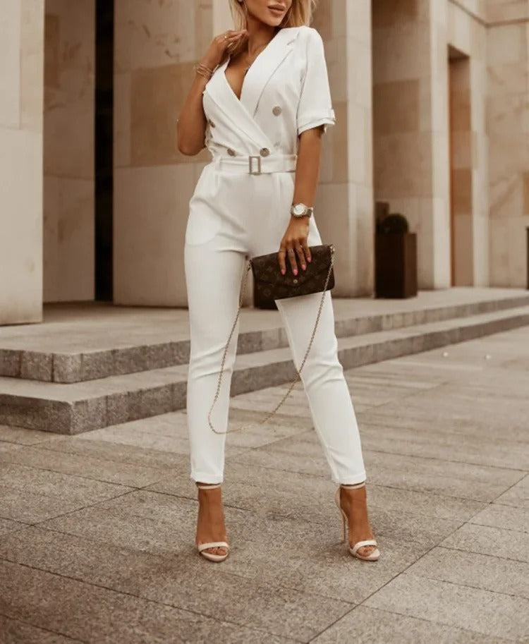 Combinaison femme tendance – Jumpsuit élégant à manches longues et taille cintrée