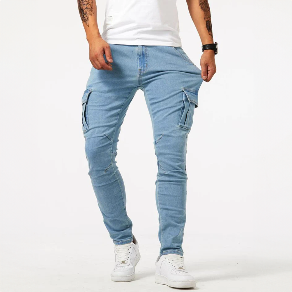 Pantalon cargo homme – Pantalon décontracté en coton léger avec poches pratiques