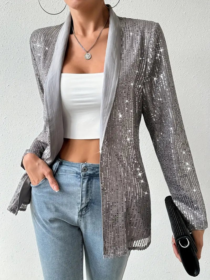 Blazer élégant femme – Veste chic ajustée en tissu léger pour soirée et bureau