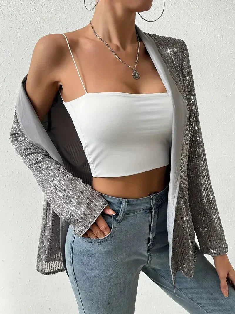 Blazer élégant femme – Veste chic ajustée en tissu léger pour soirée et bureau