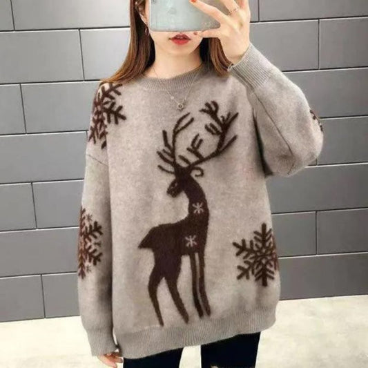 Pull de Noël femme – Pull confortable en tricot doux pour fêtes et hiver