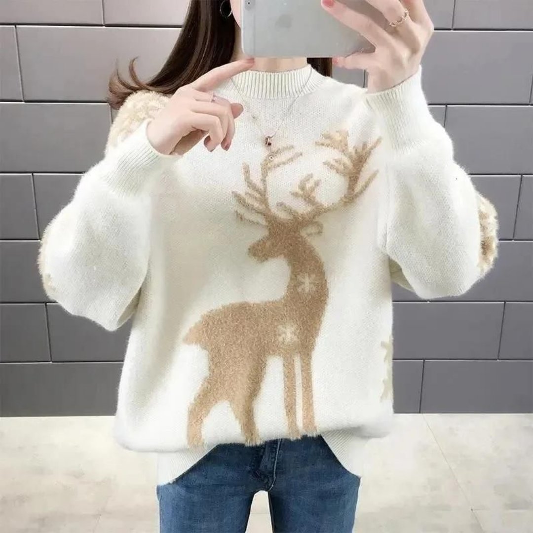 Pull de Noël femme – Pull confortable en tricot doux pour fêtes et hiver