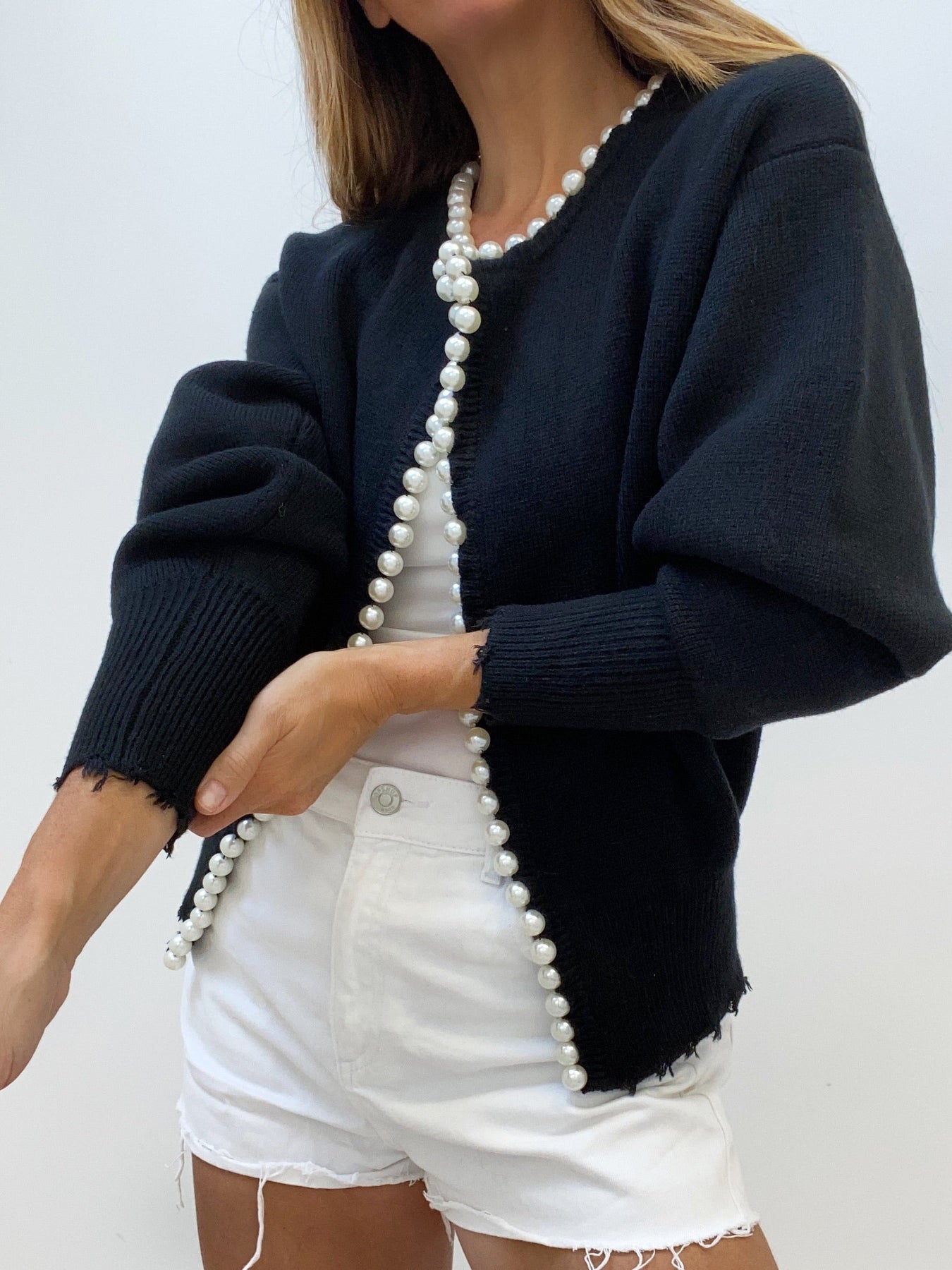 Veste en tricot femme – Élégante veste avec perles pour look chic et tendance