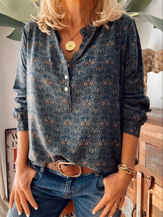 Blouse femme élégante – Blouse stylée à manches longues en coton pour sorties