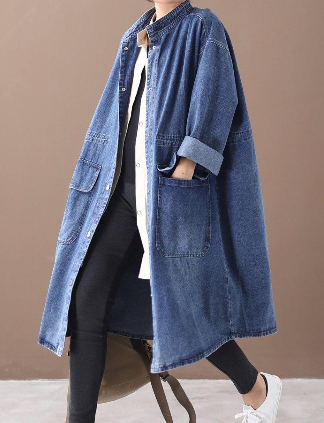 Veste en Denim Longue Femme – Veste tendance en jean coupe longue et stylée