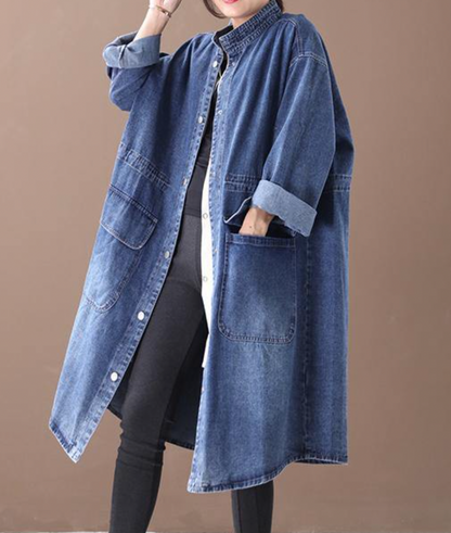 Veste en Denim Longue Femme – Veste tendance en jean coupe longue et stylée