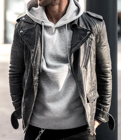 Veste en cuir homme – Veste élégante en cuir véritable pour look chic et décontracté