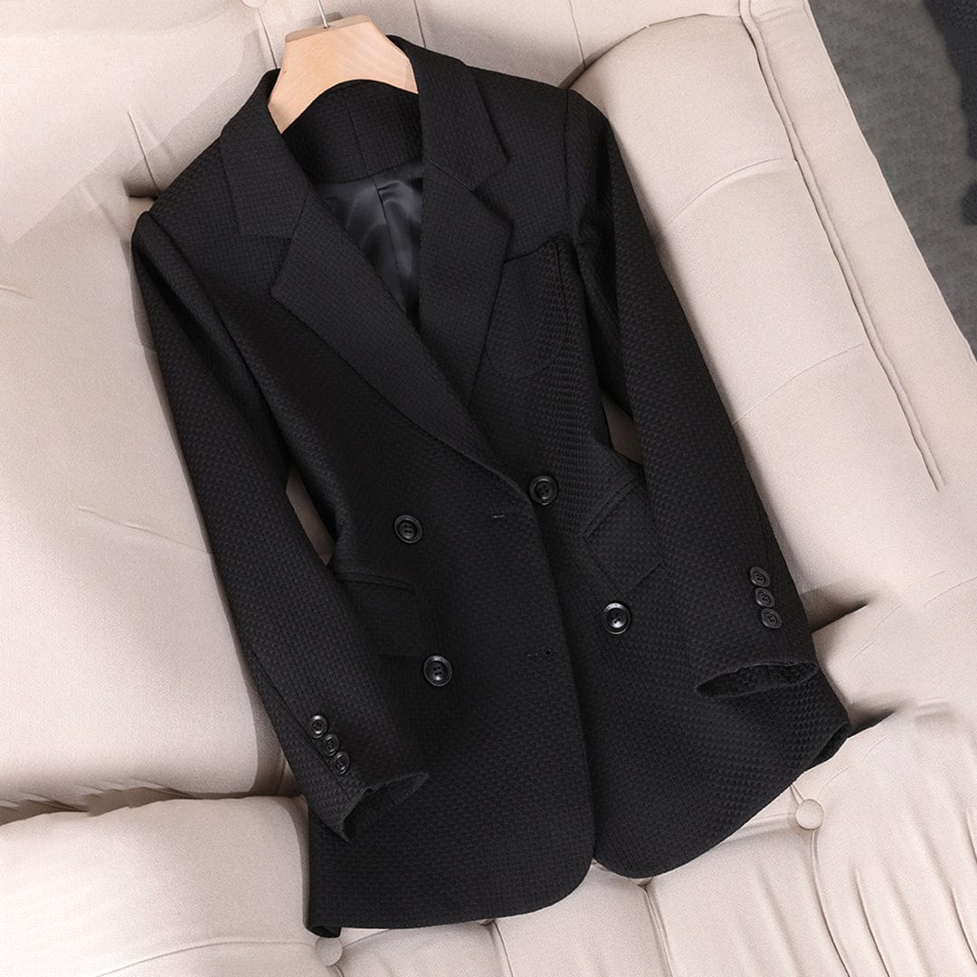 Blazer femme à double boutonnage – Veste élégante en tissu chic pour bureau