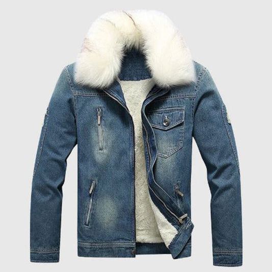 Veste en denim homme – Veste d'hiver chaude et stylée en jean pour hommes