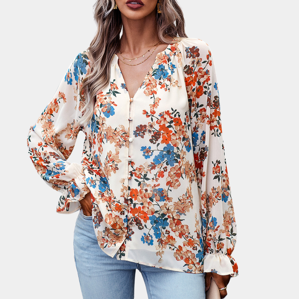 Blouse à fleurs femme – Haut élégant en coton léger pour été chic