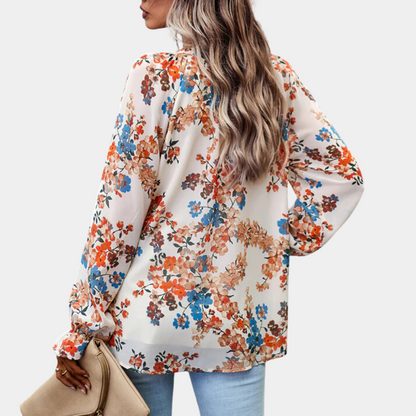 Blouse à fleurs femme – Haut élégant en coton léger pour été chic