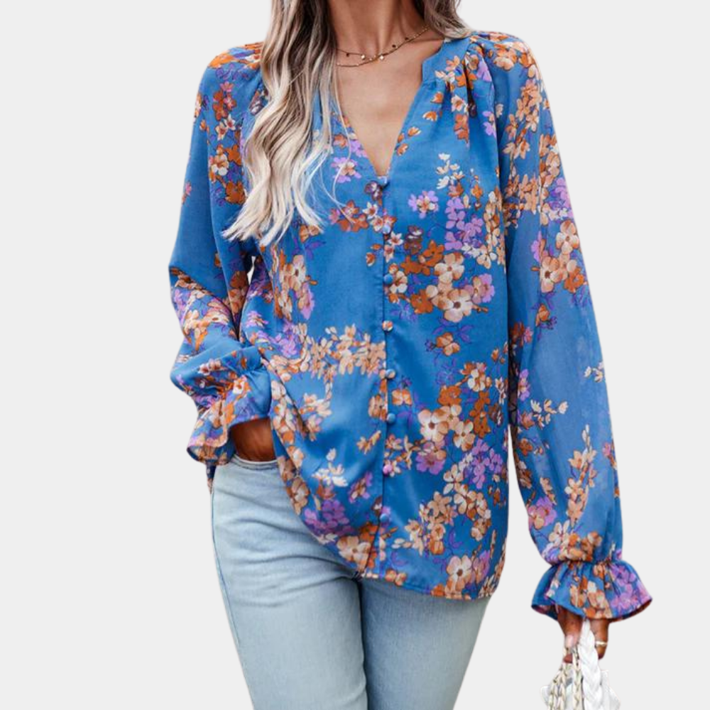 Blouse à fleurs femme – Haut élégant en coton léger pour été chic