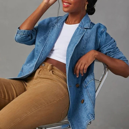 Veste en denim femme – Blazer tendance coupe ajustée pour look décontracté