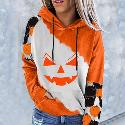 Pull Halloween femme – Sweat-shirt confortable avec motif citrouille et design festif