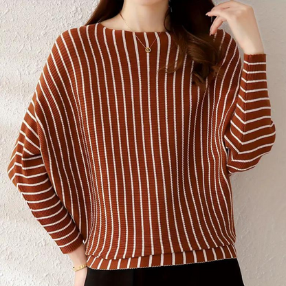 Pull rayé femme – Pull en maille doux à manches longues pour un look décontracté