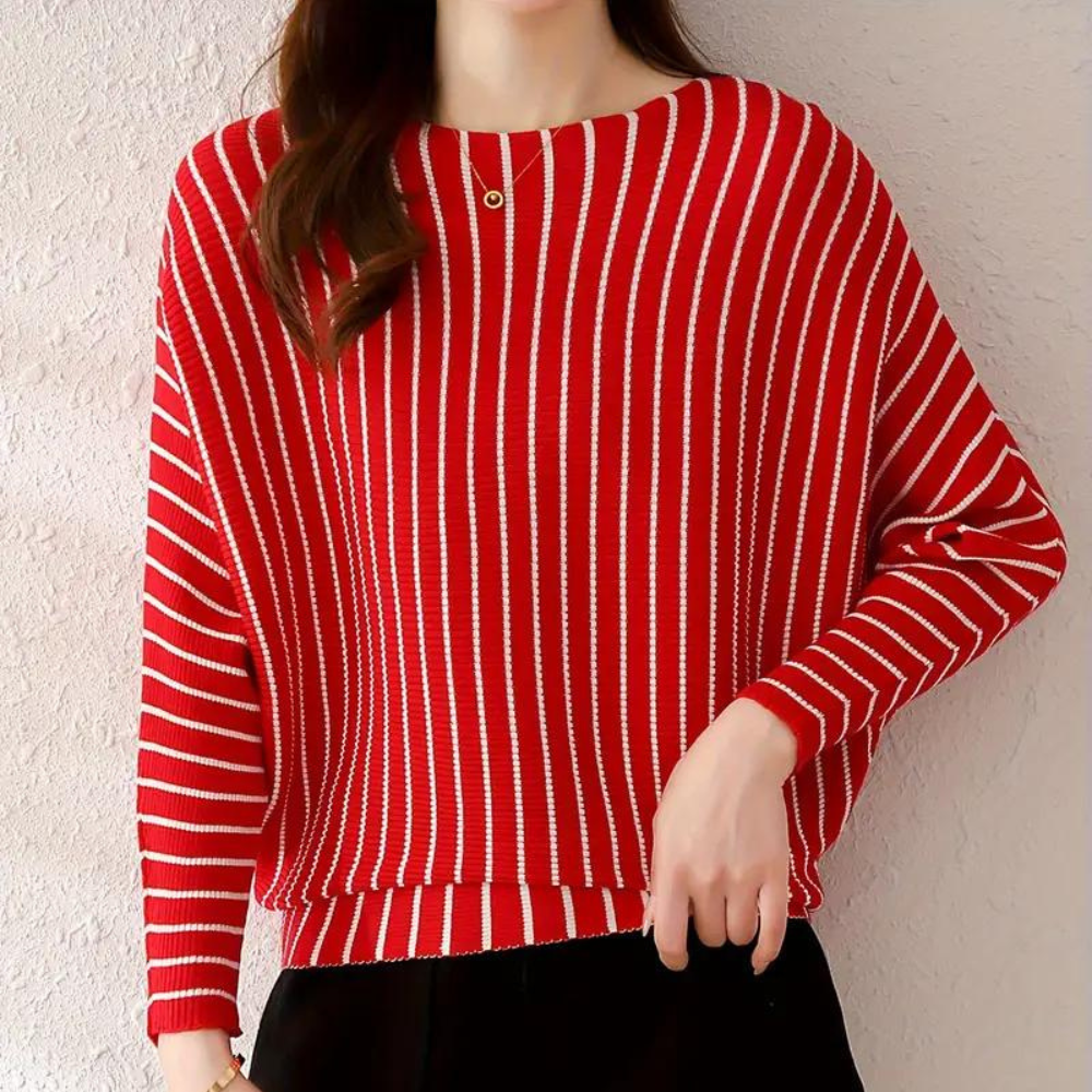 Pull rayé femme – Pull en maille doux à manches longues pour un look décontracté