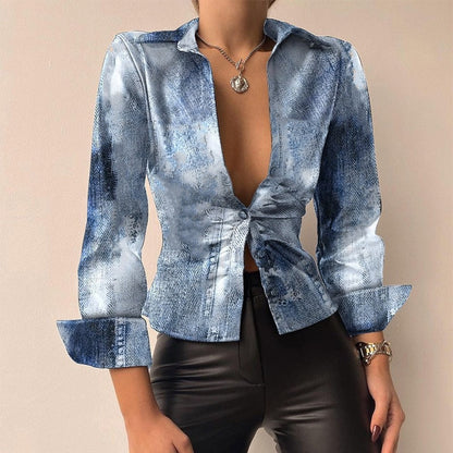 Blouse femme élégante – Blouse stylée à manches longues en tissu léger et fluide