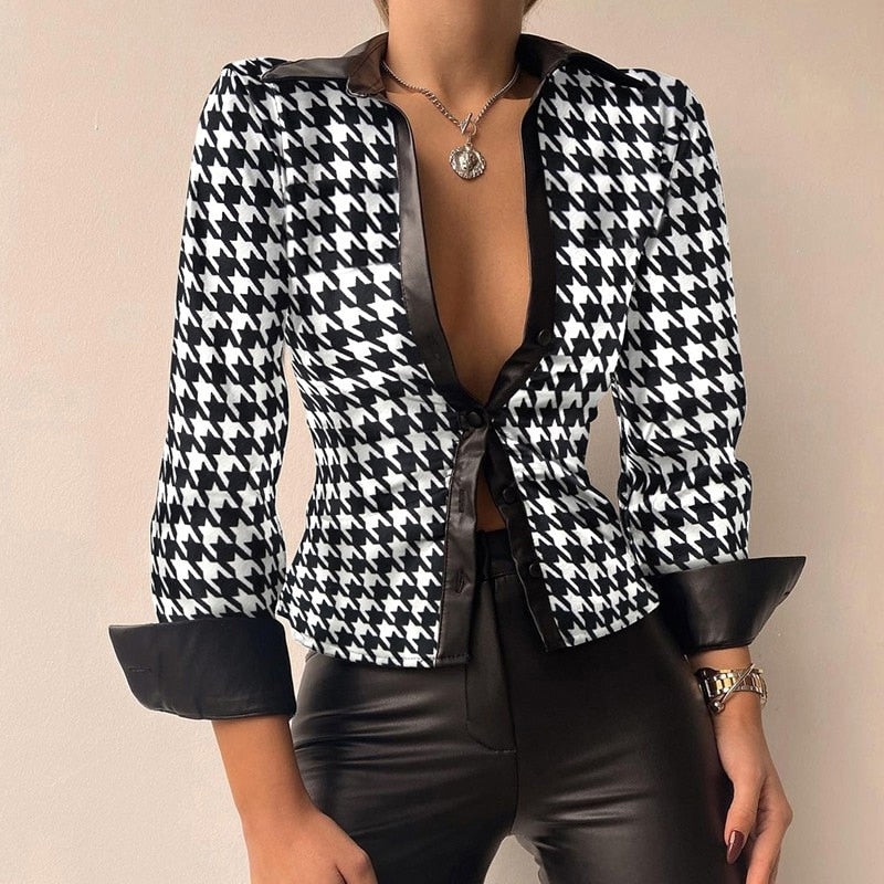 Blouse femme élégante – Blouse stylée à manches longues en tissu léger et fluide