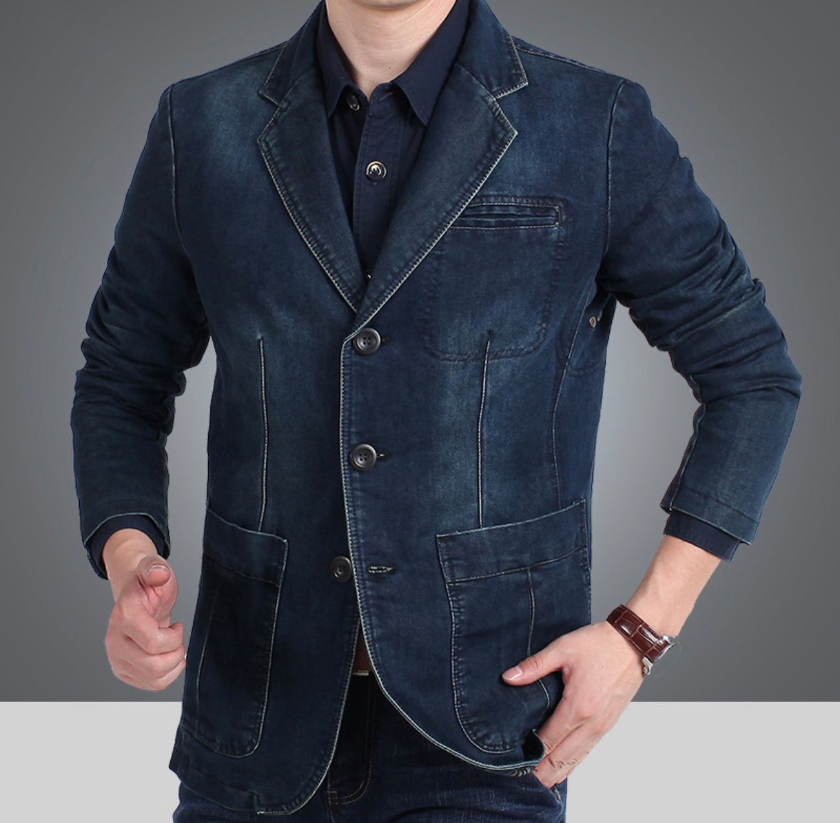 Blazer en denim homme – Veste décontractée en jean pour look tendance et élégant