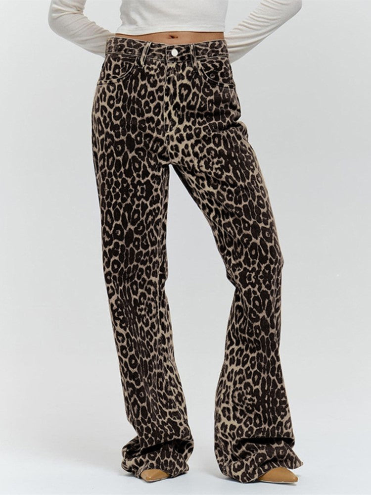 Pantalons léopard femme – Pantalon élégant à imprimé animalier pour sorties