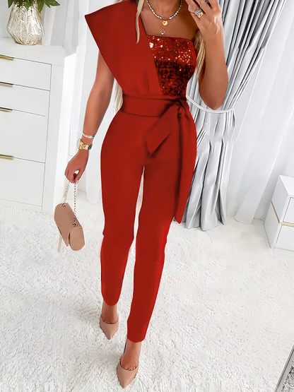 Jumpsuit élégant femme – Combinaison chic en tissu fluide pour soirée et mariage