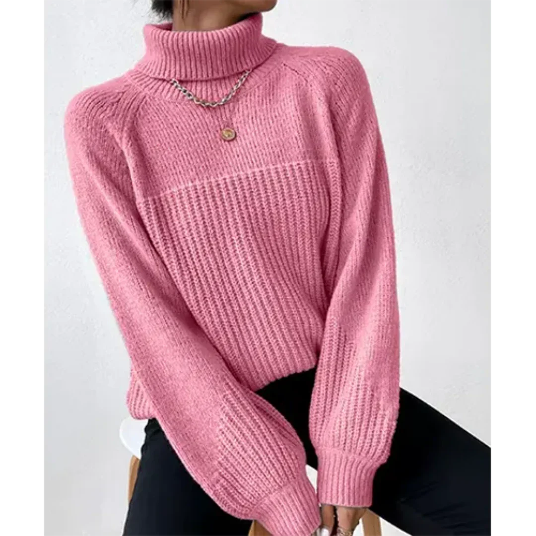 Pull col roulé femme – Pull douillet en laine pour hiver élégant et confortable