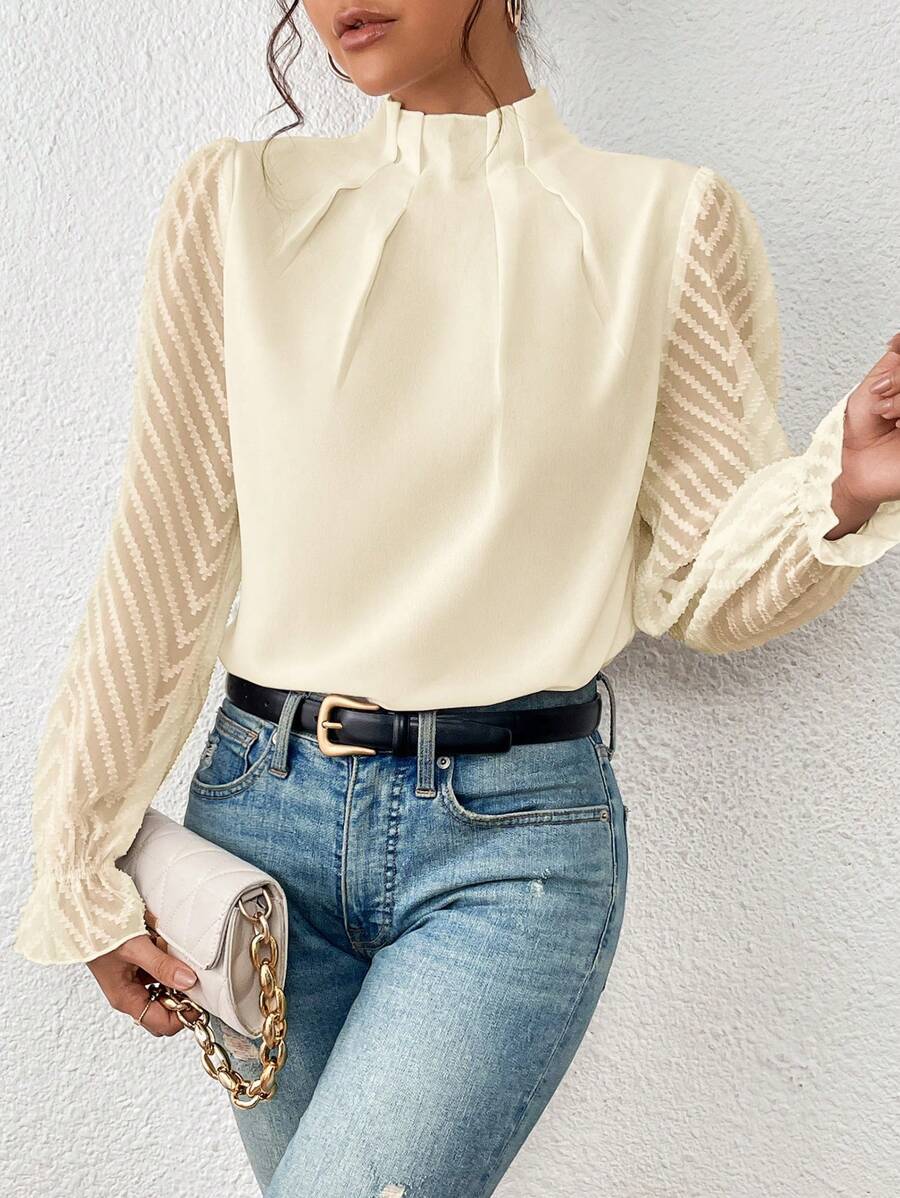 Blouse élégante femme – Chemisier à motifs chic en tissu léger pour été