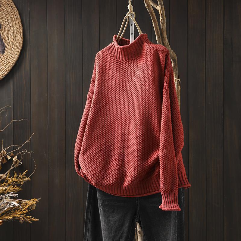 Pull en tricot confortable femme – Pull doux et chaud à manches longues pour hiver