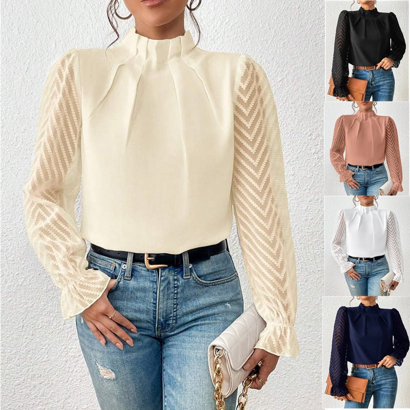 Blouse élégante femme – Chemisier à motifs chic en tissu léger pour été